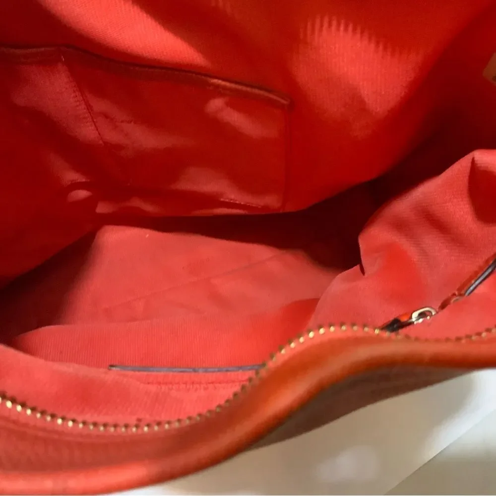 COACH Light Coral Leather  Hobo Bag Adjustable Strap Crossbody Front Zip Pockets